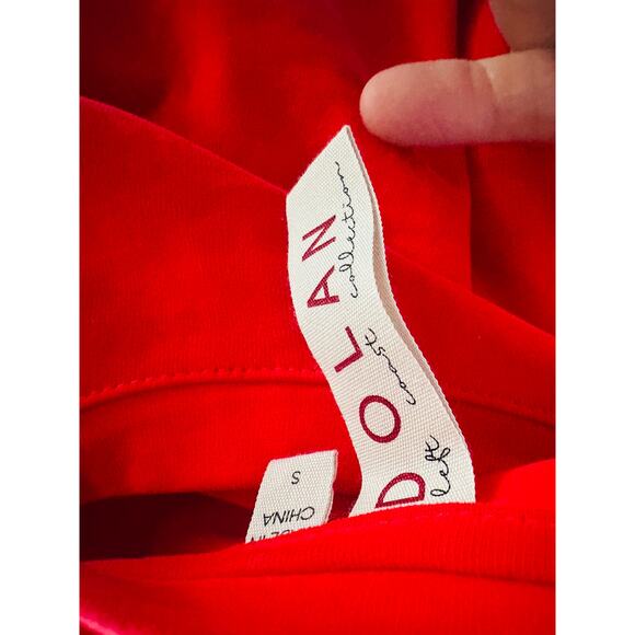 Womens Red Tops Size Small Ruffled Sleeves Cropped Front Tie Dolan Anthropologie - Picture 6 of 10